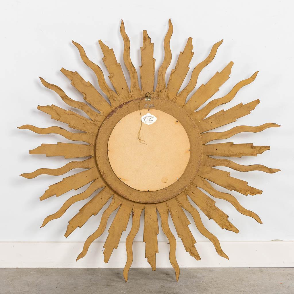 Wood Gold and Silver mid-Century Giltwood Vintage Sunburst Mirror For Sale