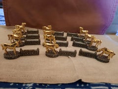 Gold and Silver Plated Vintage French Horse Knife/Chopstick Rests