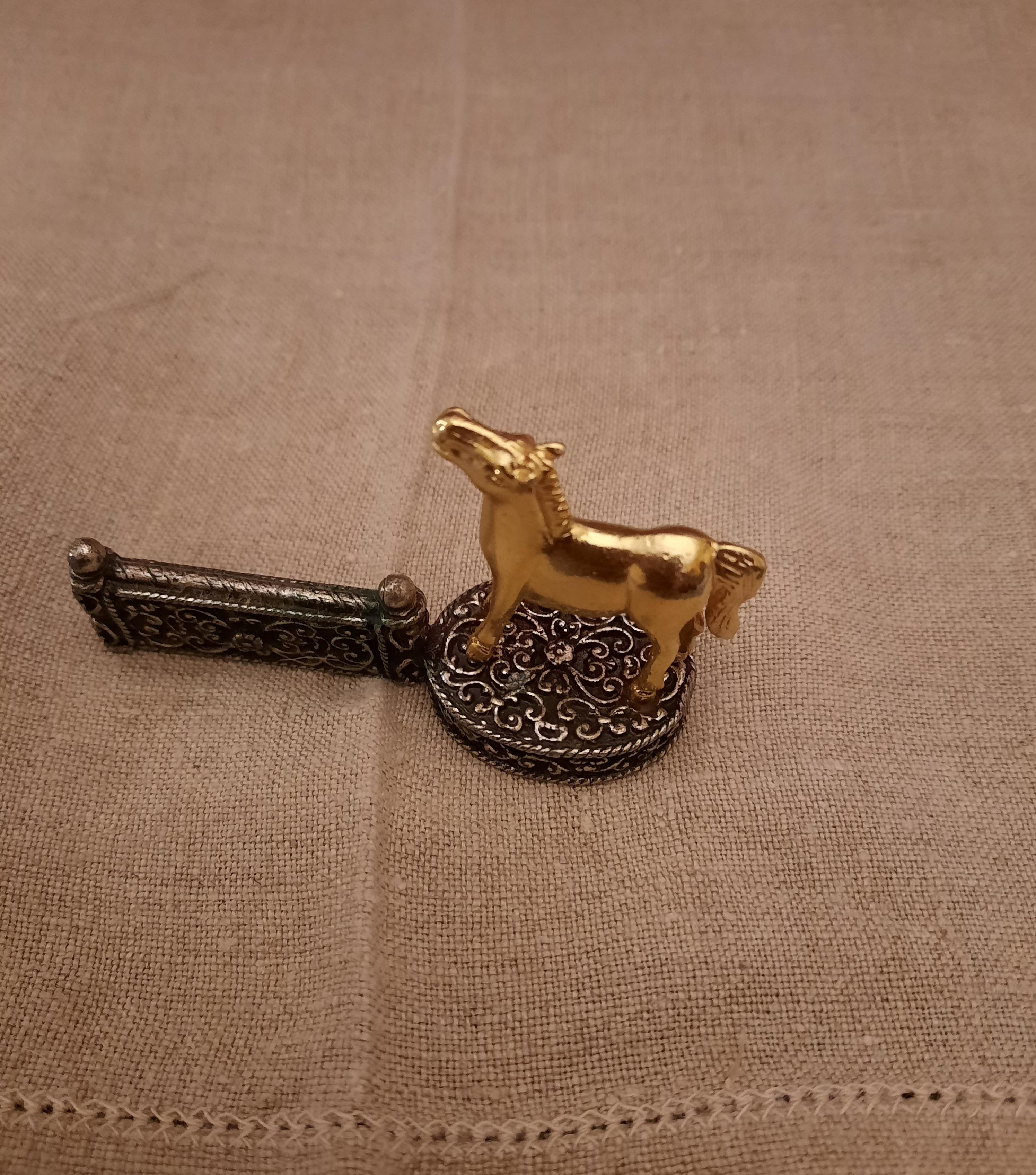 Modern Gold and Silver Plated Vintage French Horse Knife/Chopstick Rests For Sale