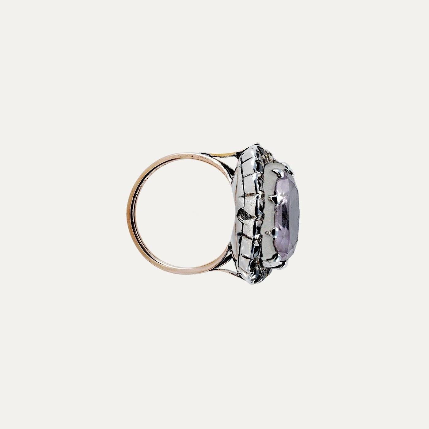 Portugiesischer Ring aus Gold und Silber des XVIII. Jahrhunderts mit Amethyst und Chrysolit im Zustand „Gut“ im Angebot in Lisboa, PT