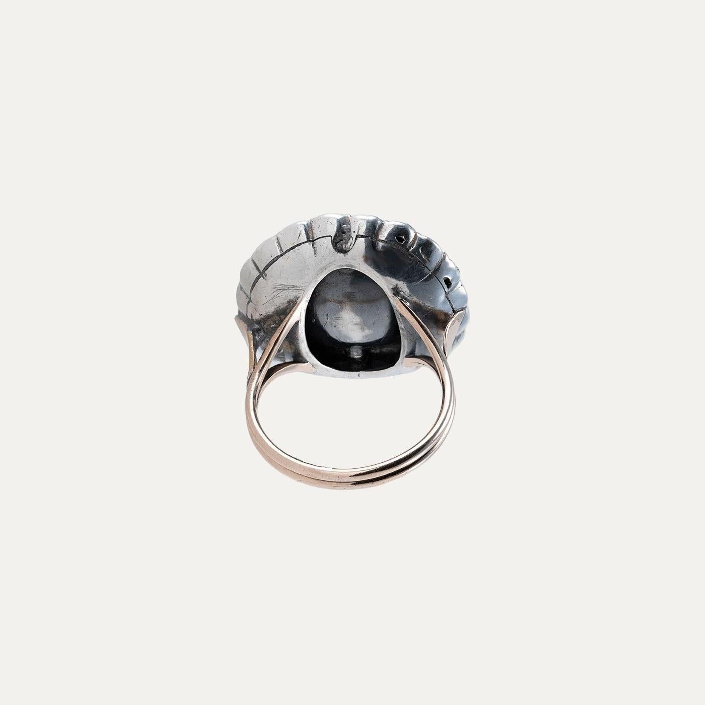 Portugiesischer Ring aus Gold und Silber des XVIII. Jahrhunderts mit Amethyst und Chrysolit für Damen oder Herren im Angebot