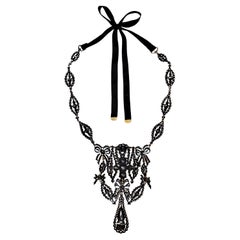 Antique Necklace in Gold and Silver with Quartz, Citrines and Strass