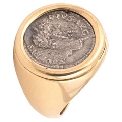Gold and Silver Roman Settimio Severo Coin Ring