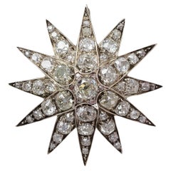 Gold and Silver Star Brooch with Diamonds