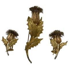 Gold and Silver Thistle Pin and Earrings by Bucellati