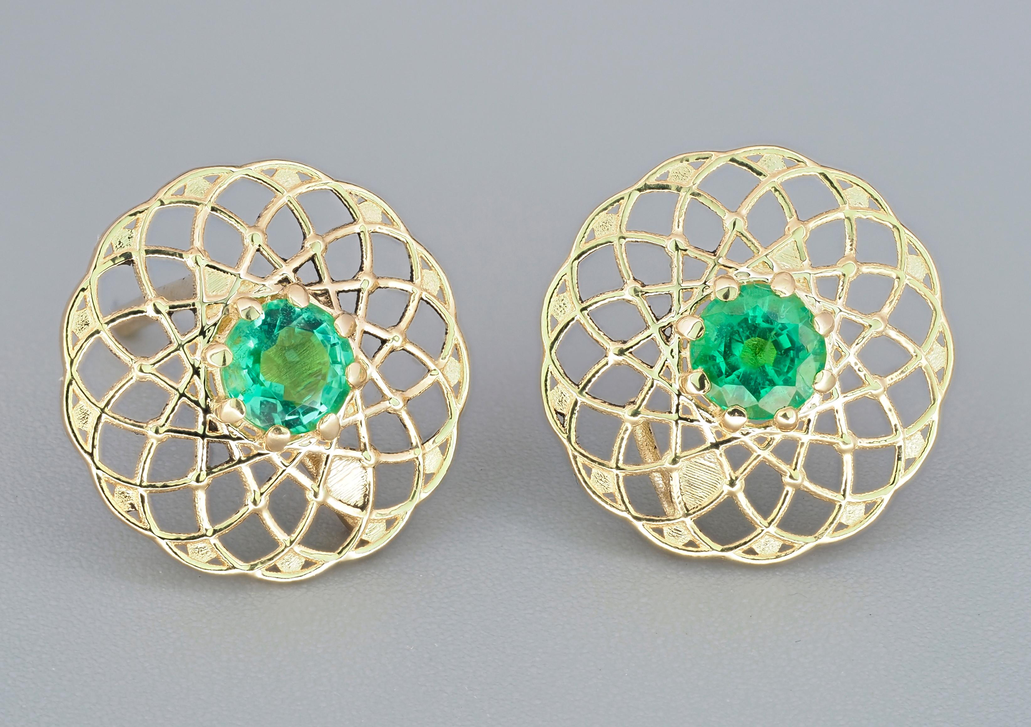 Modern Gold and Silver Transformable Earrings Studs with Earrings with Emeralds For Sale