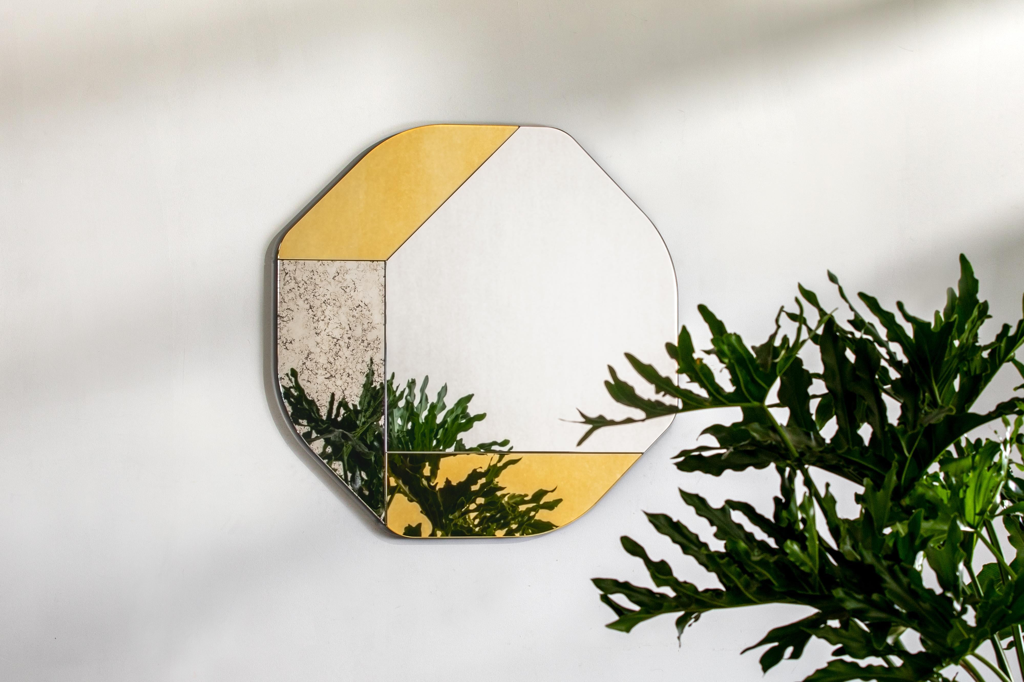 Dyed Gold and Speckled WG.C1.B Hand-Crafted Wall Mirror For Sale