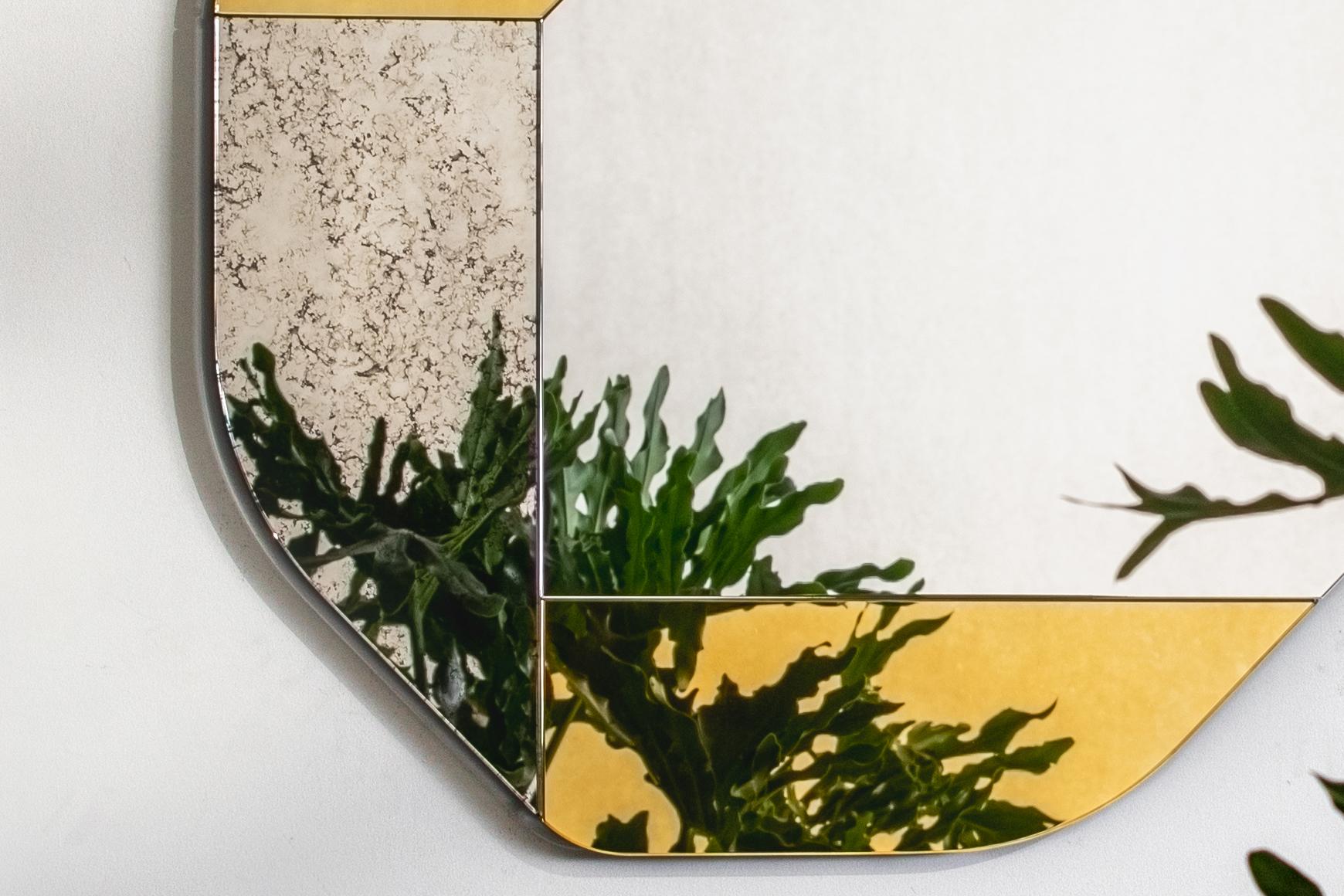 Glass Gold and Speckled WG.C1.B Hand-Crafted Wall Mirror For Sale