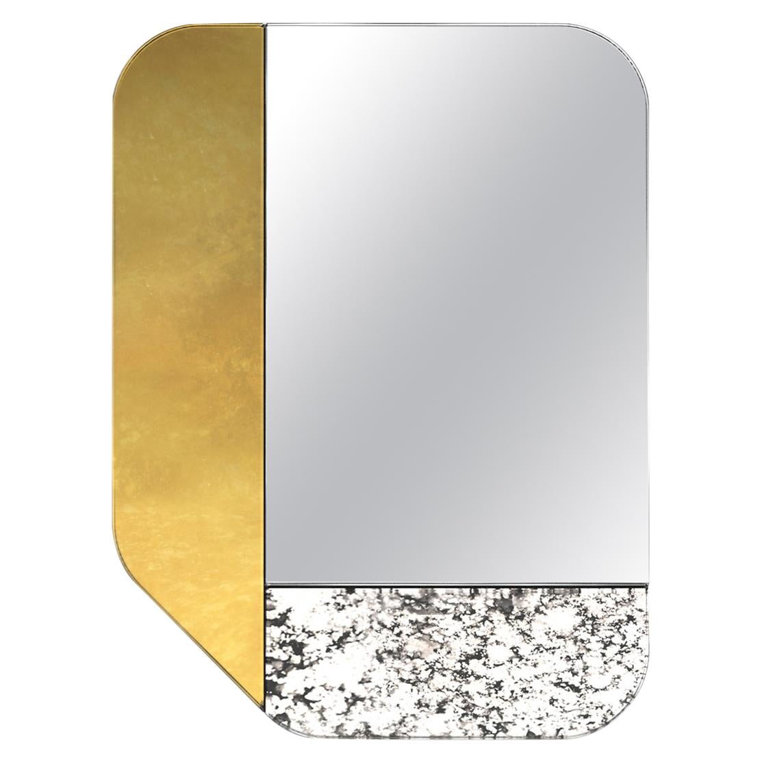 Gold and Speckled WG.C1.F Hand-Crafted Wall Mirror For Sale