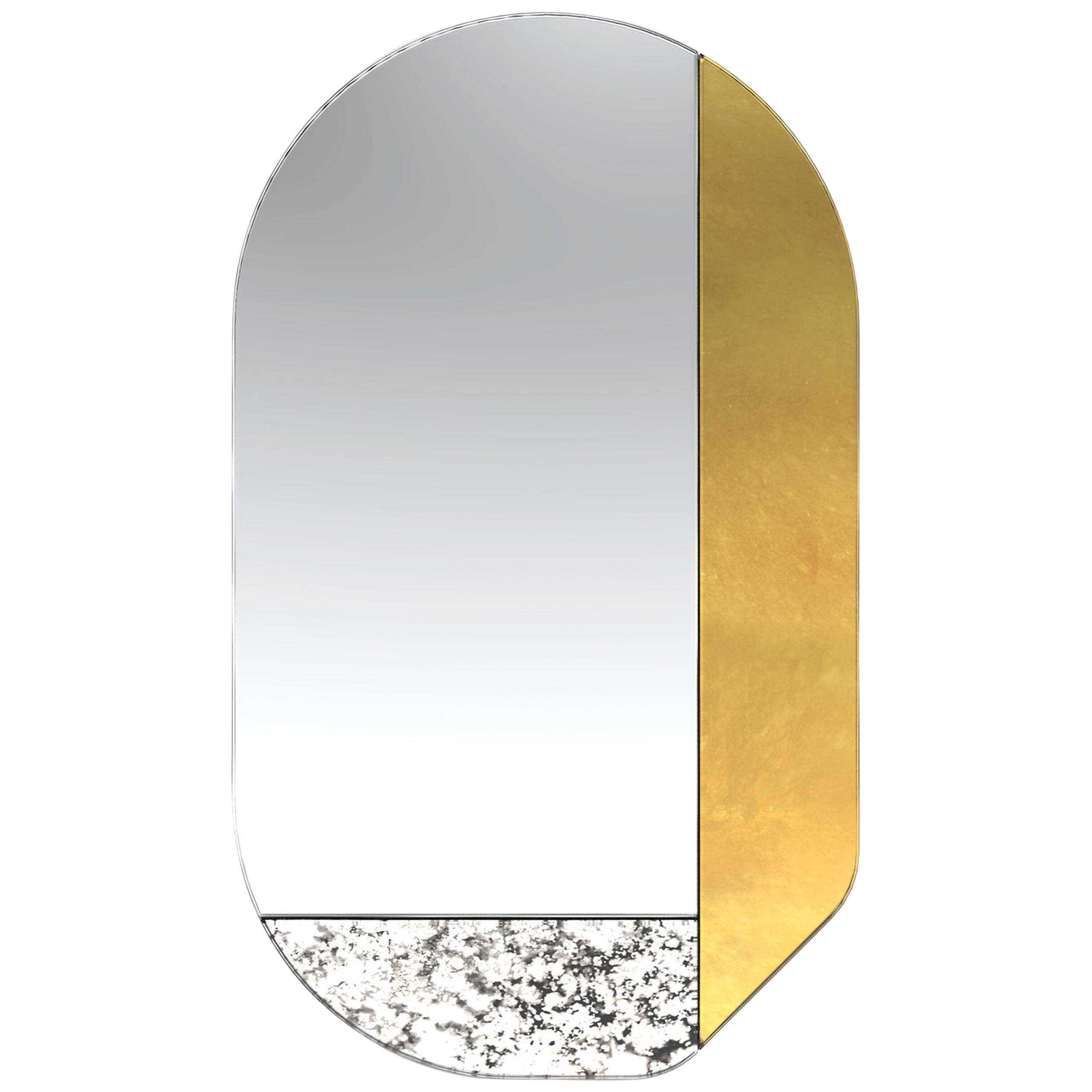 Gold and Speckled WG.C1.G Hand-Crafted Wall Mirror For Sale