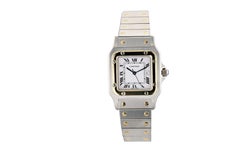 Gold and Steel Cartier Santos Carrée Automatic Wristwatch