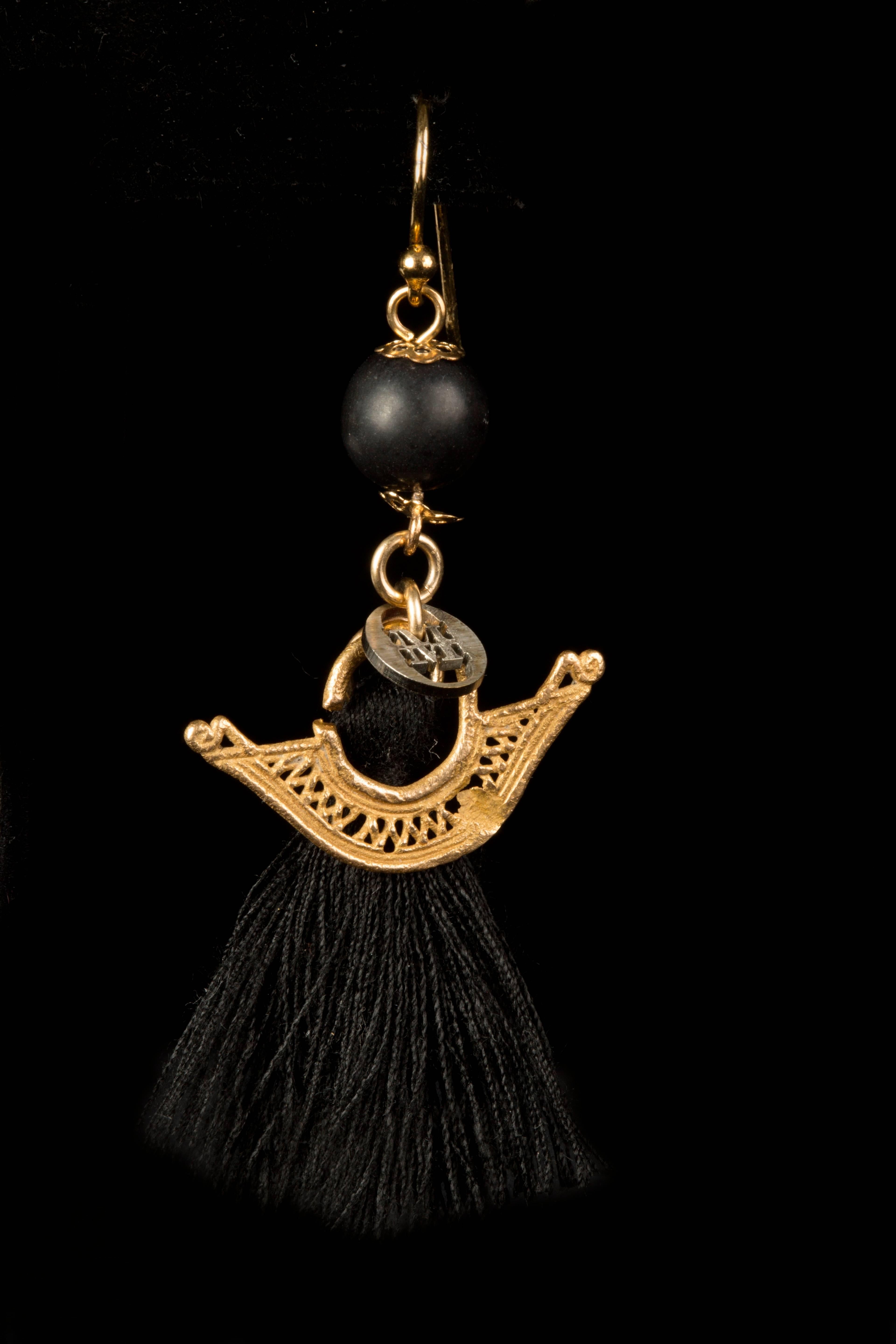 Contemporary Gold and Tassel Earrings For Sale