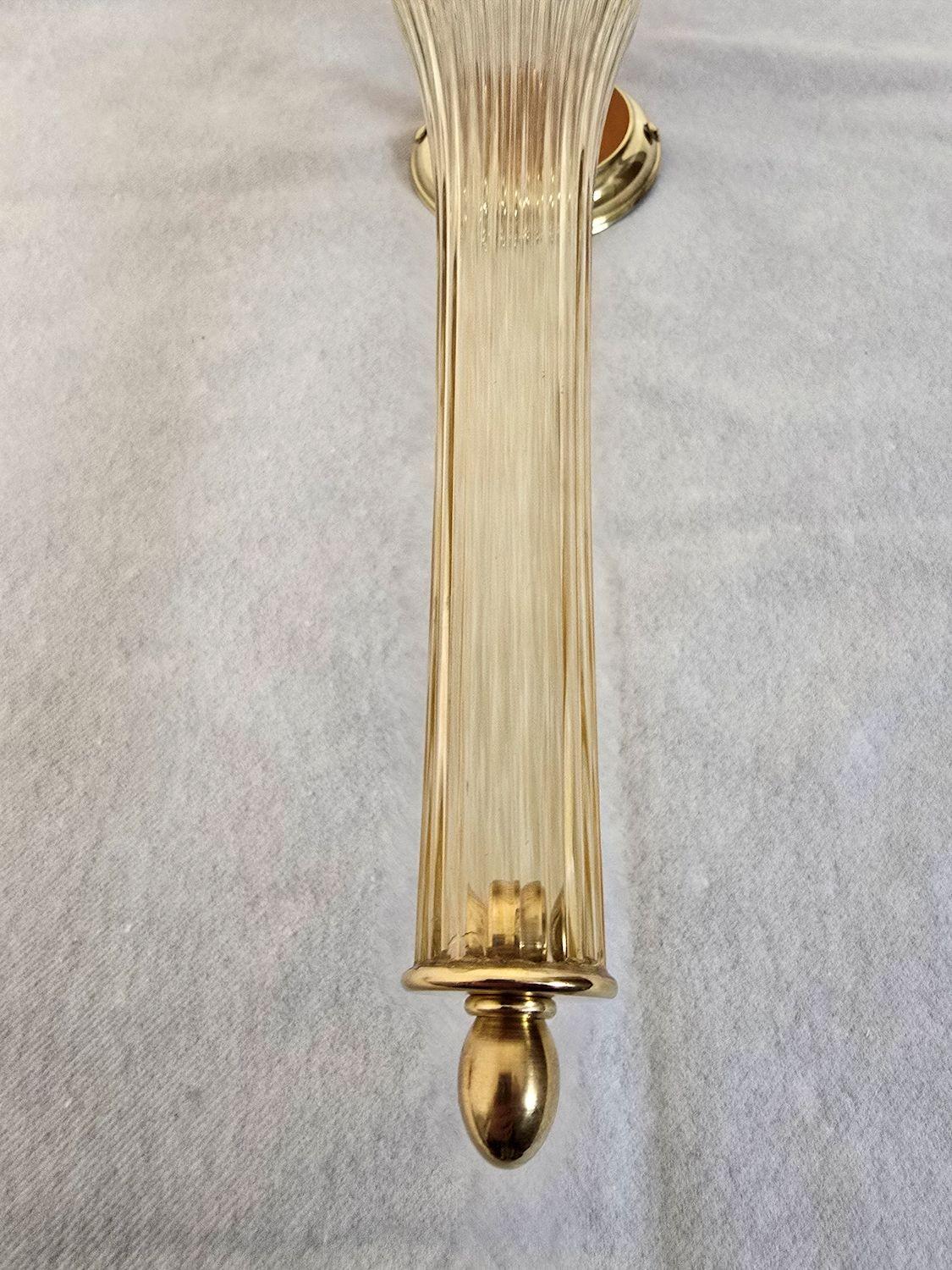 Coppia di appliques in vetro di Murano in oro e terracotta in vendita 3