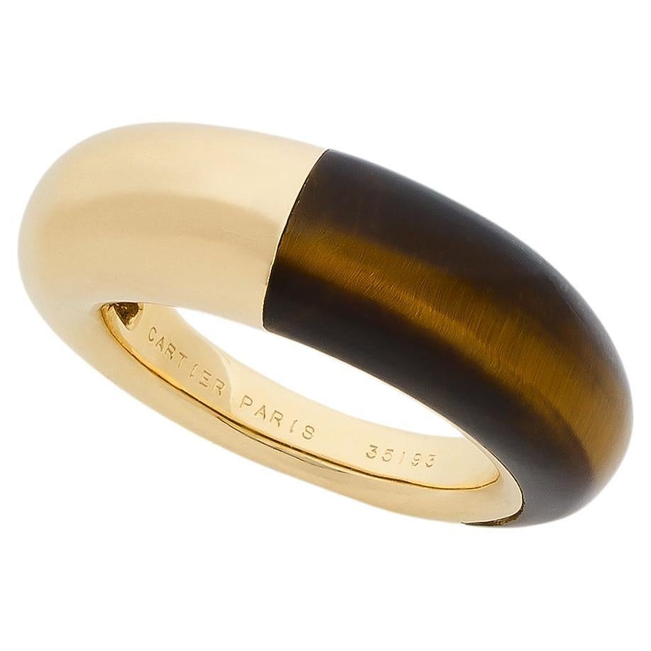 Gold and Tiger's Eye Cartier Ring For Sale
