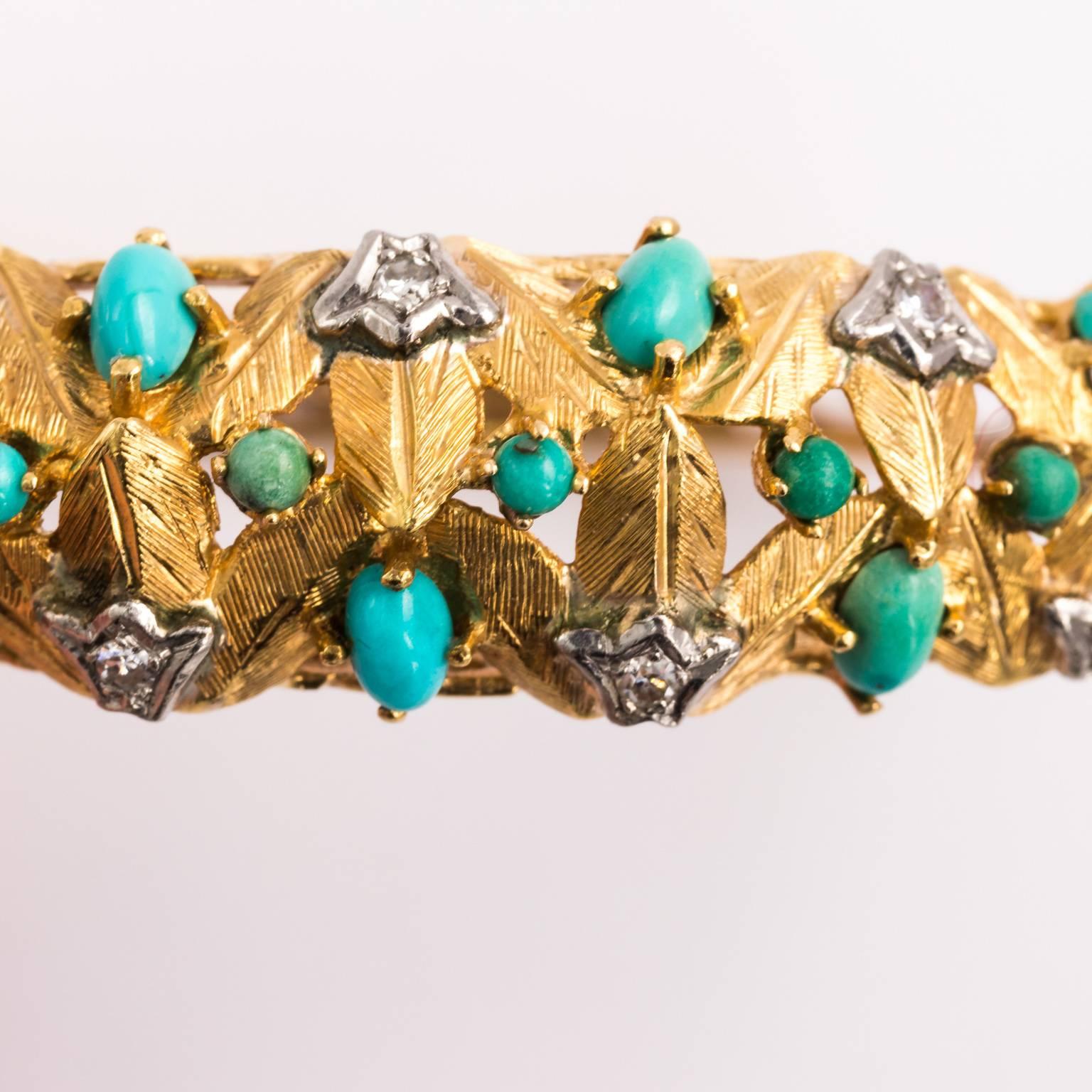 Gold and Turquoise Cuff Bracelet 7