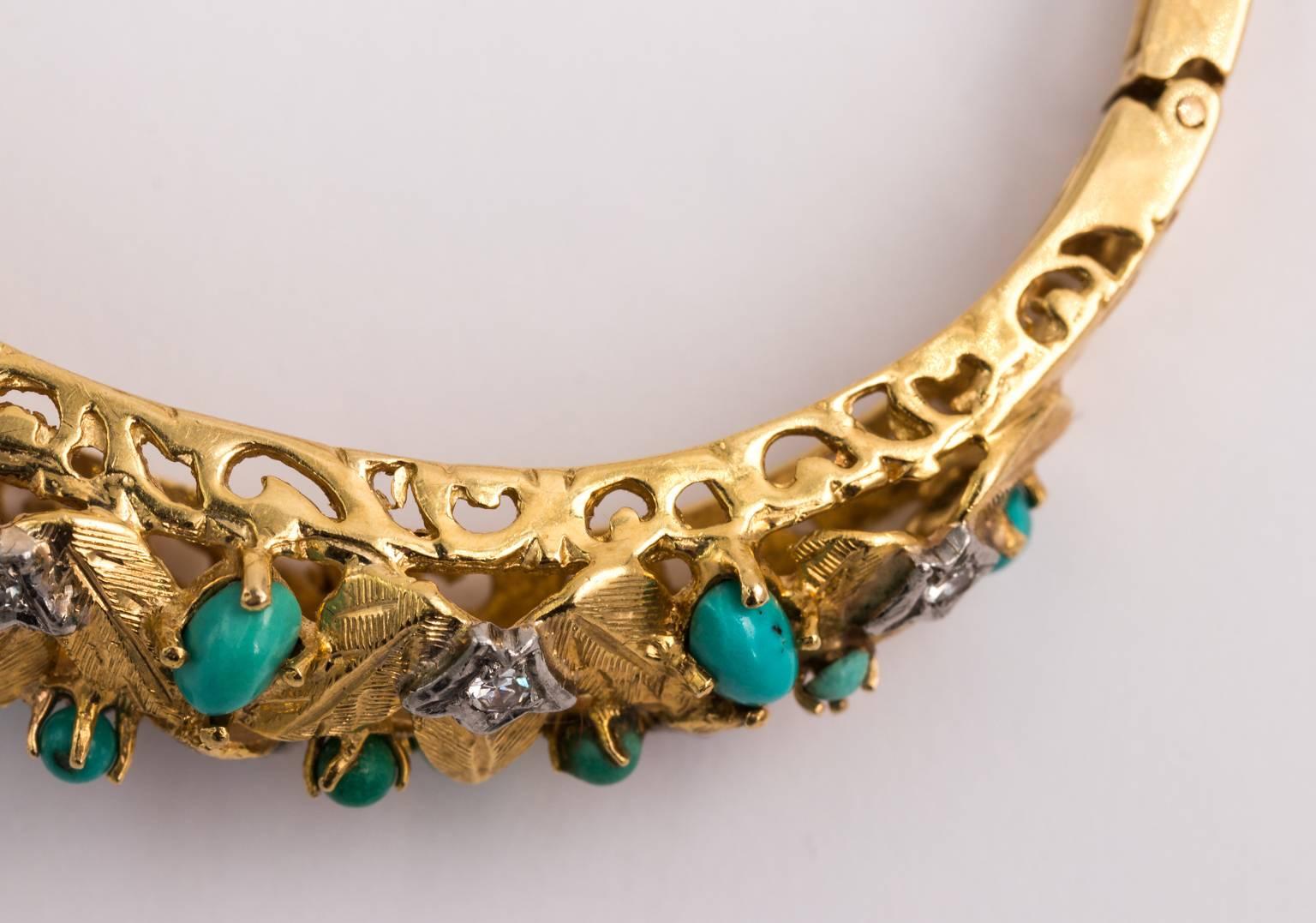 Gold and Turquoise Cuff Bracelet 8