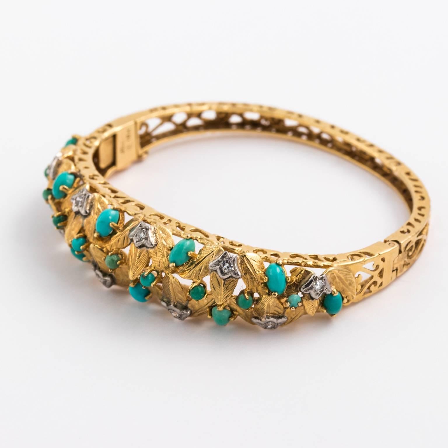 Women's Gold and Turquoise Cuff Bracelet