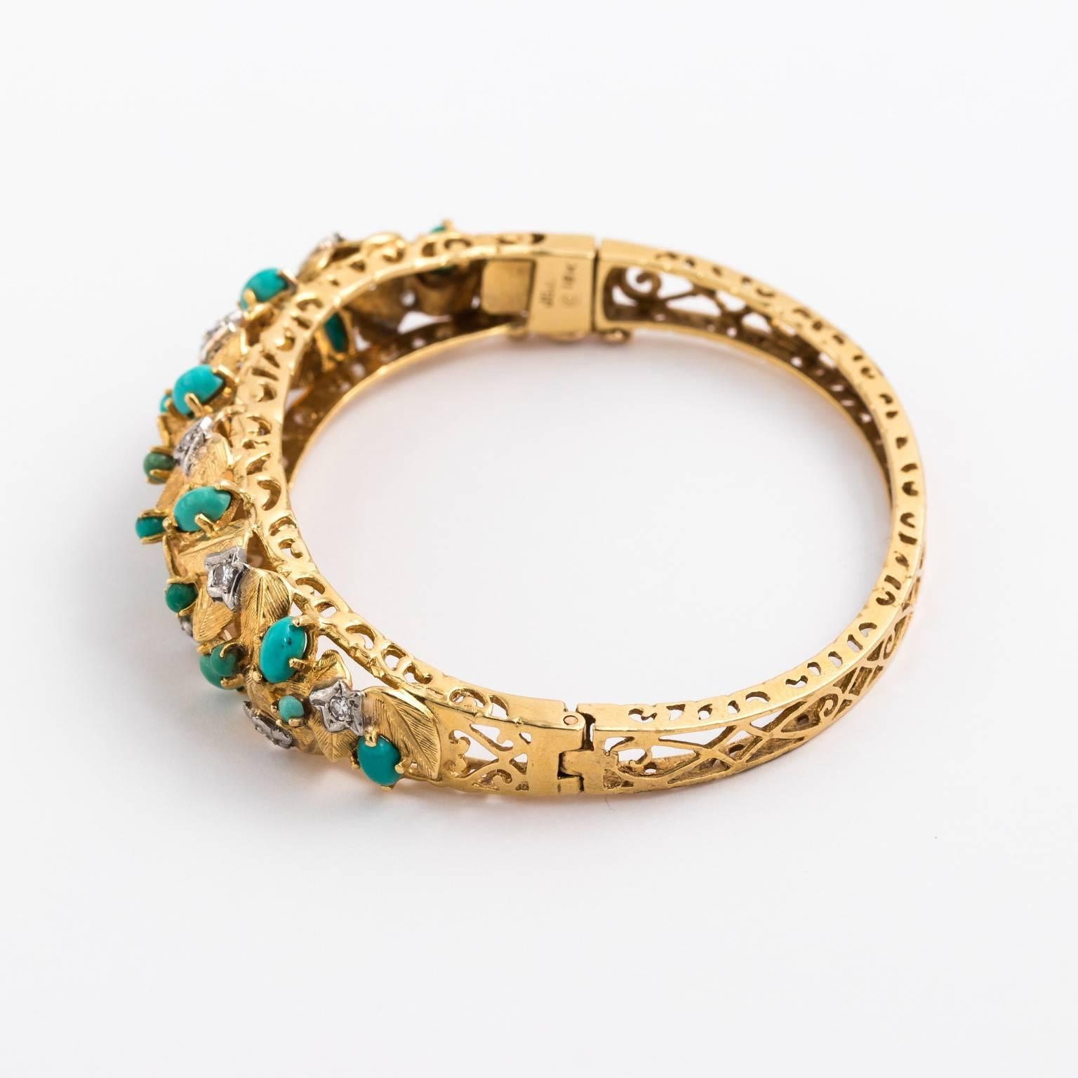 Gold and Turquoise Cuff Bracelet 1