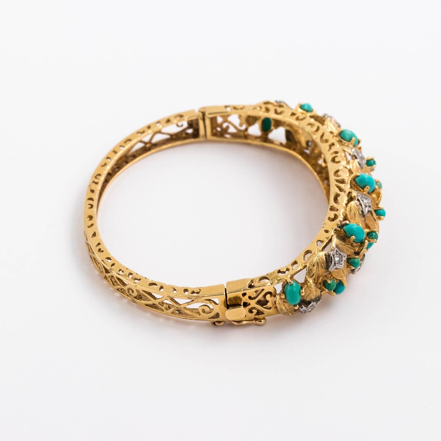 Gold and Turquoise Cuff Bracelet 3