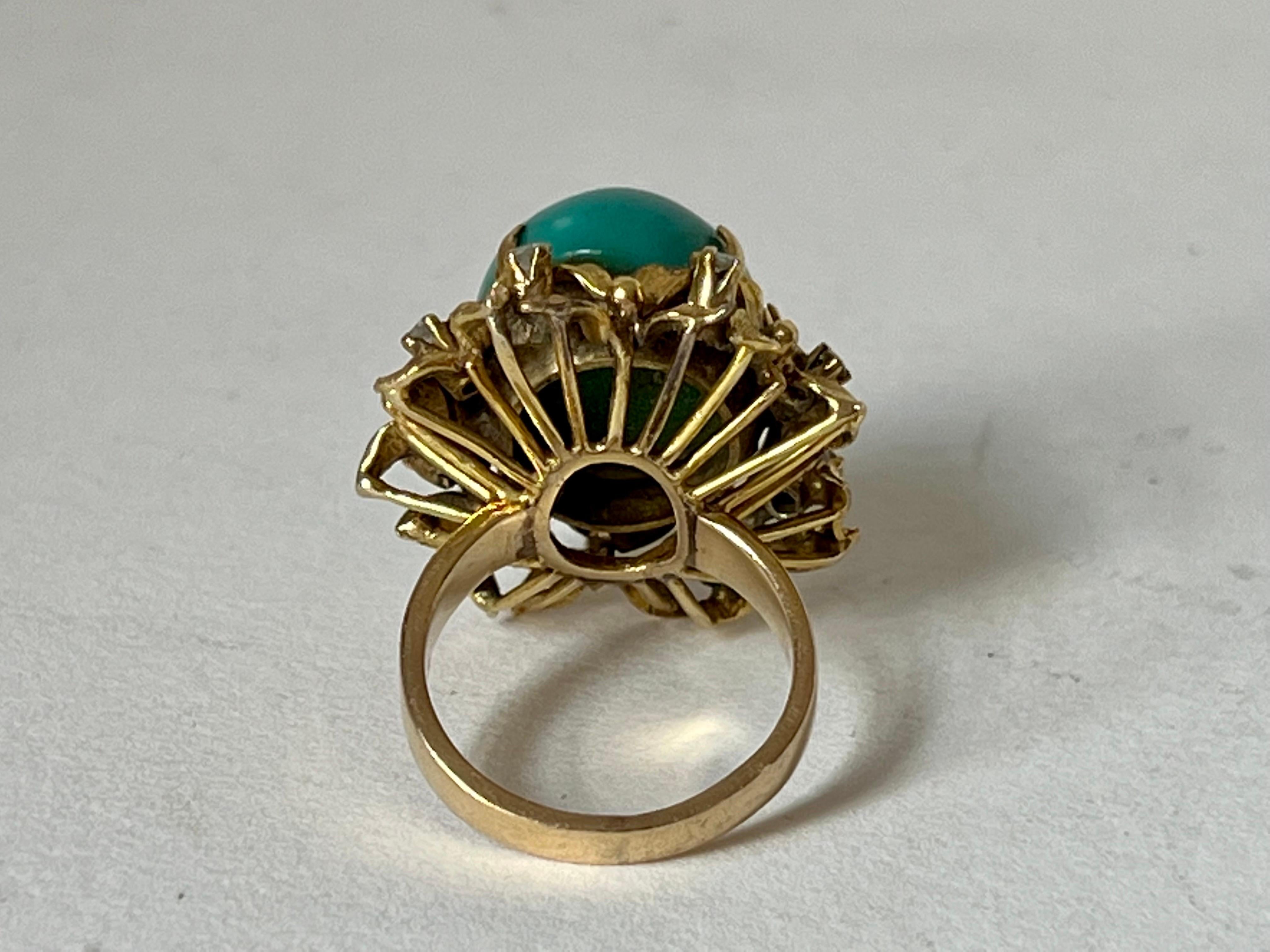 Gold and Turquoise Ring In Good Condition For Sale In North Miami, FL