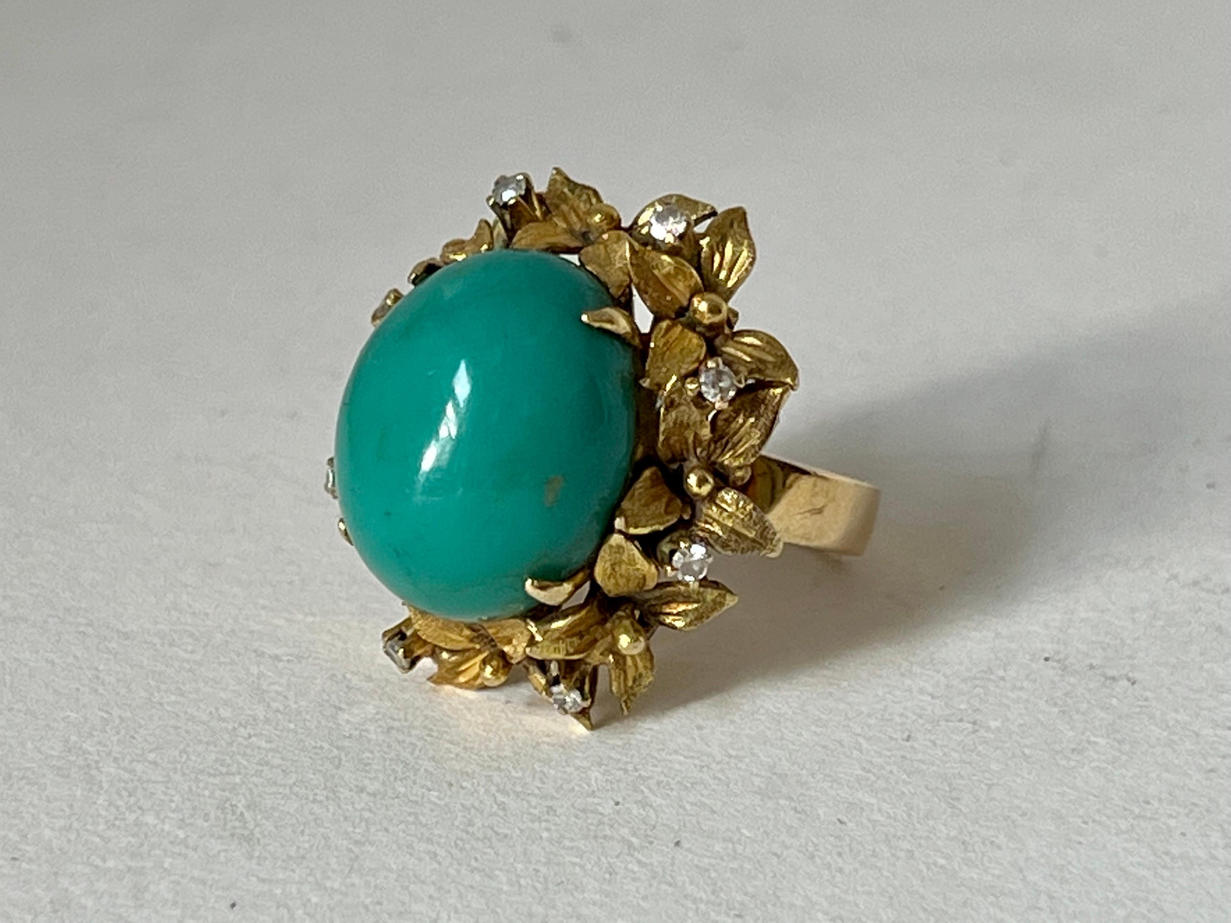 Gold and Turquoise Ring For Sale 1