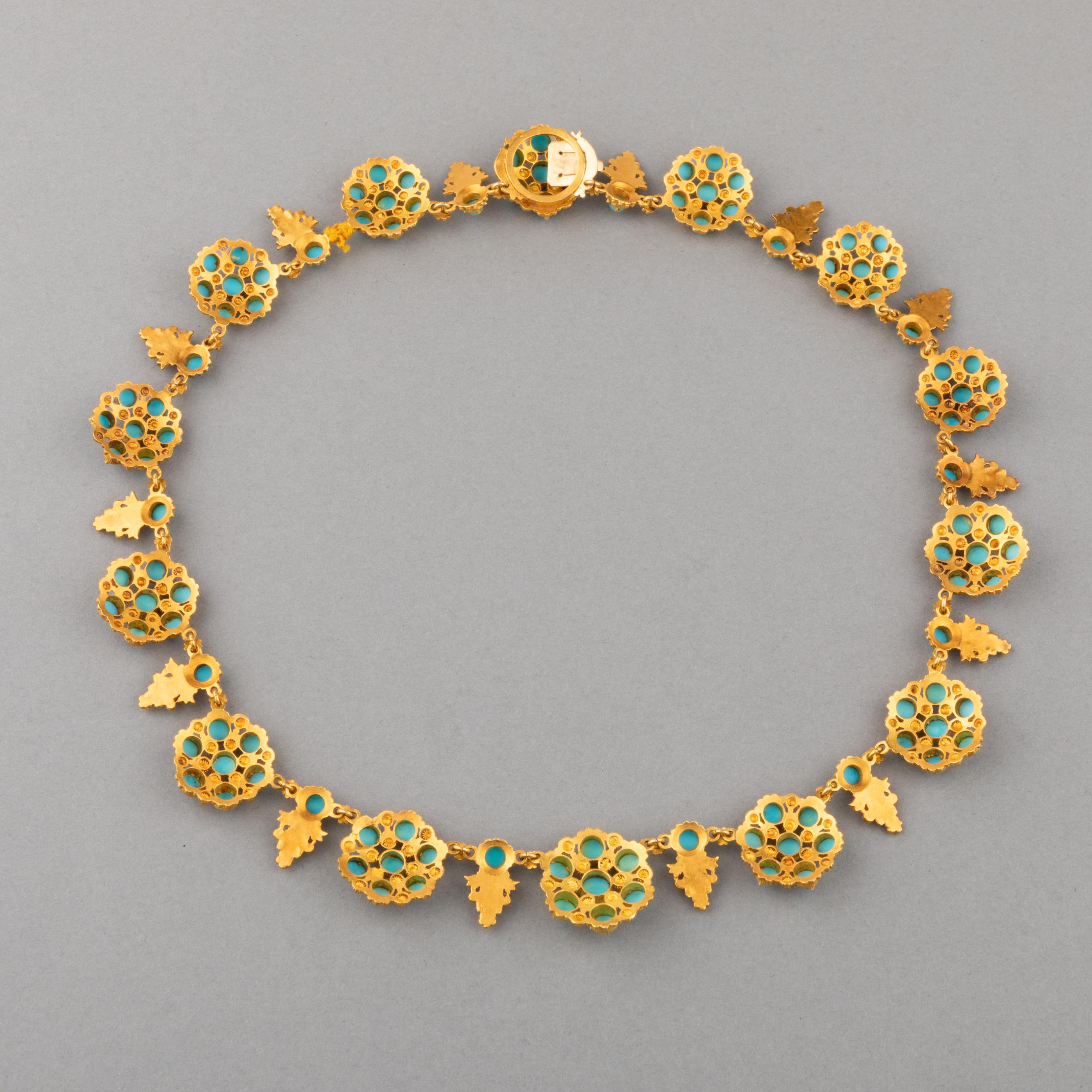 Antike Charles X.-Halskette aus Gold und Türkis, um 1825 im Angebot 5