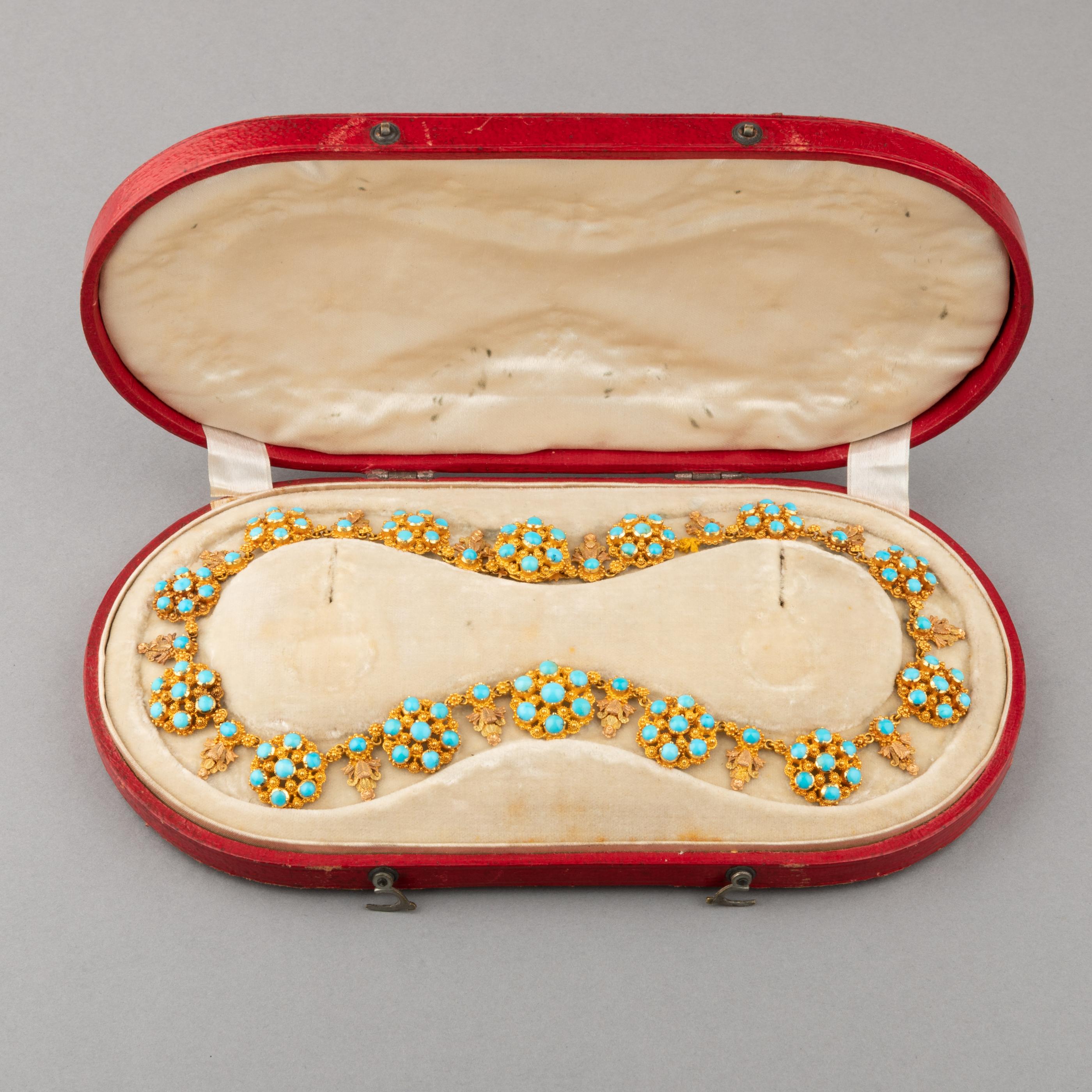 Antike Charles X.-Halskette aus Gold und Türkis, um 1825 Damen im Angebot