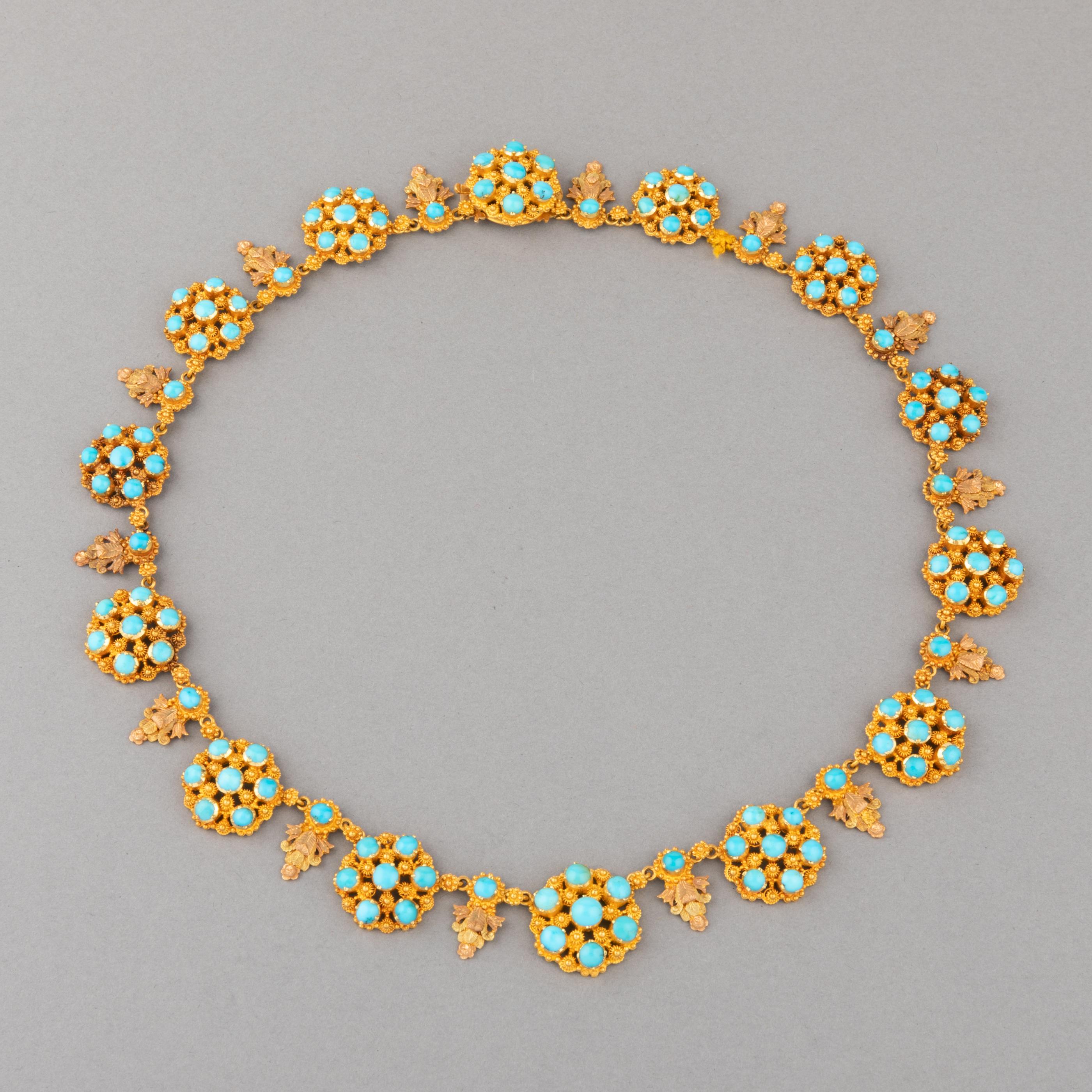 Antike Charles X.-Halskette aus Gold und Türkis, um 1825 im Angebot 3