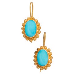 Gold and Turquoises Vintage Earrings