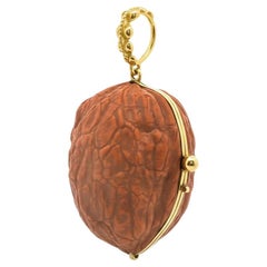 Gold and Walnut Double-Locket Pendant with Diamonds