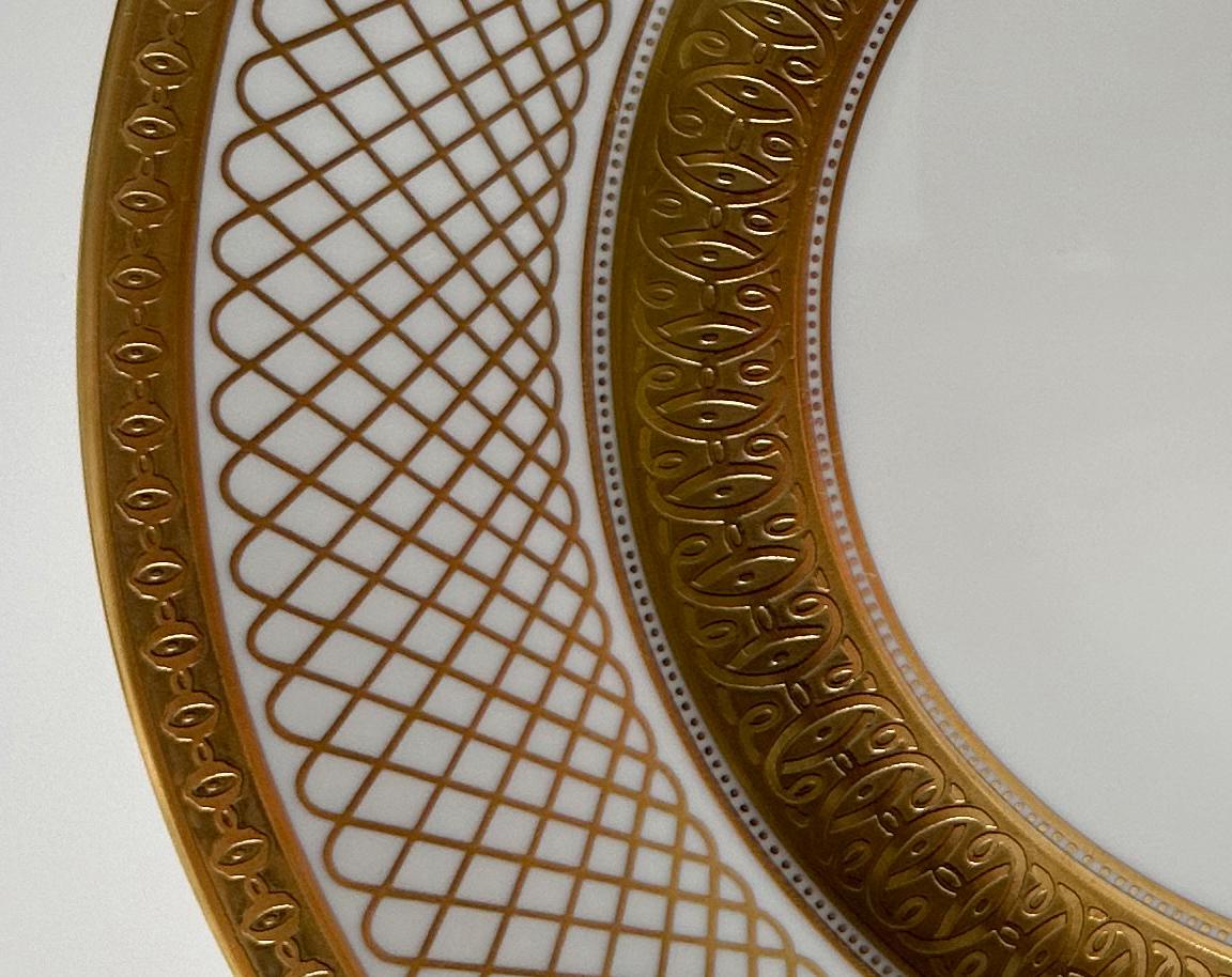 Gold Plate Gold and White Decorative Porcelain Plate in Barocco Style by De Lamerie For Sale