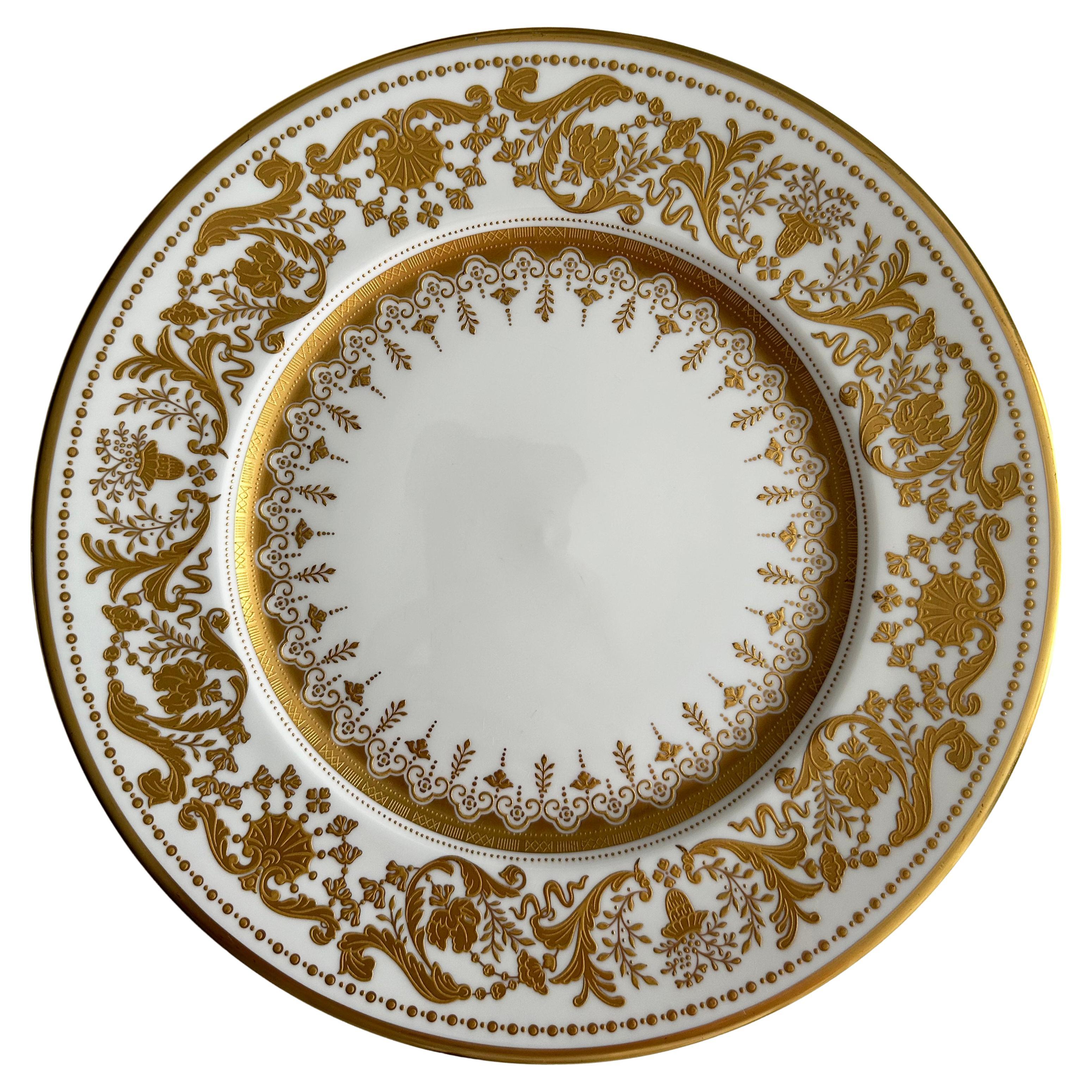 Gold and White Decorative Porcelain Plate in Barocco Style by De Lamerie