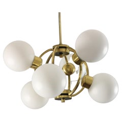 Gold and White Elegance, German Sputniklamp, Sputnik Chandelier, 1970s, R. Essig