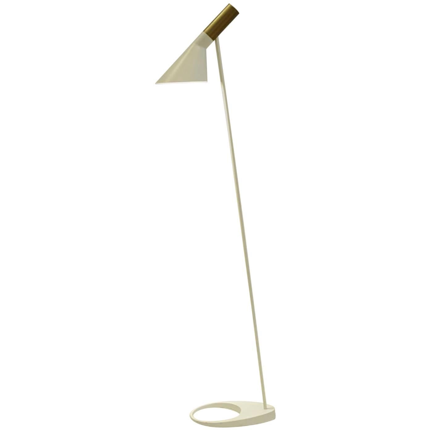 Gold and White Floor Lamp by Arne Jacobson for Louis Poulsen