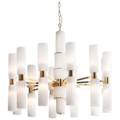 Gold and White Glass Chandelier #1