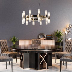 Gold and White Glass Chandelier #2