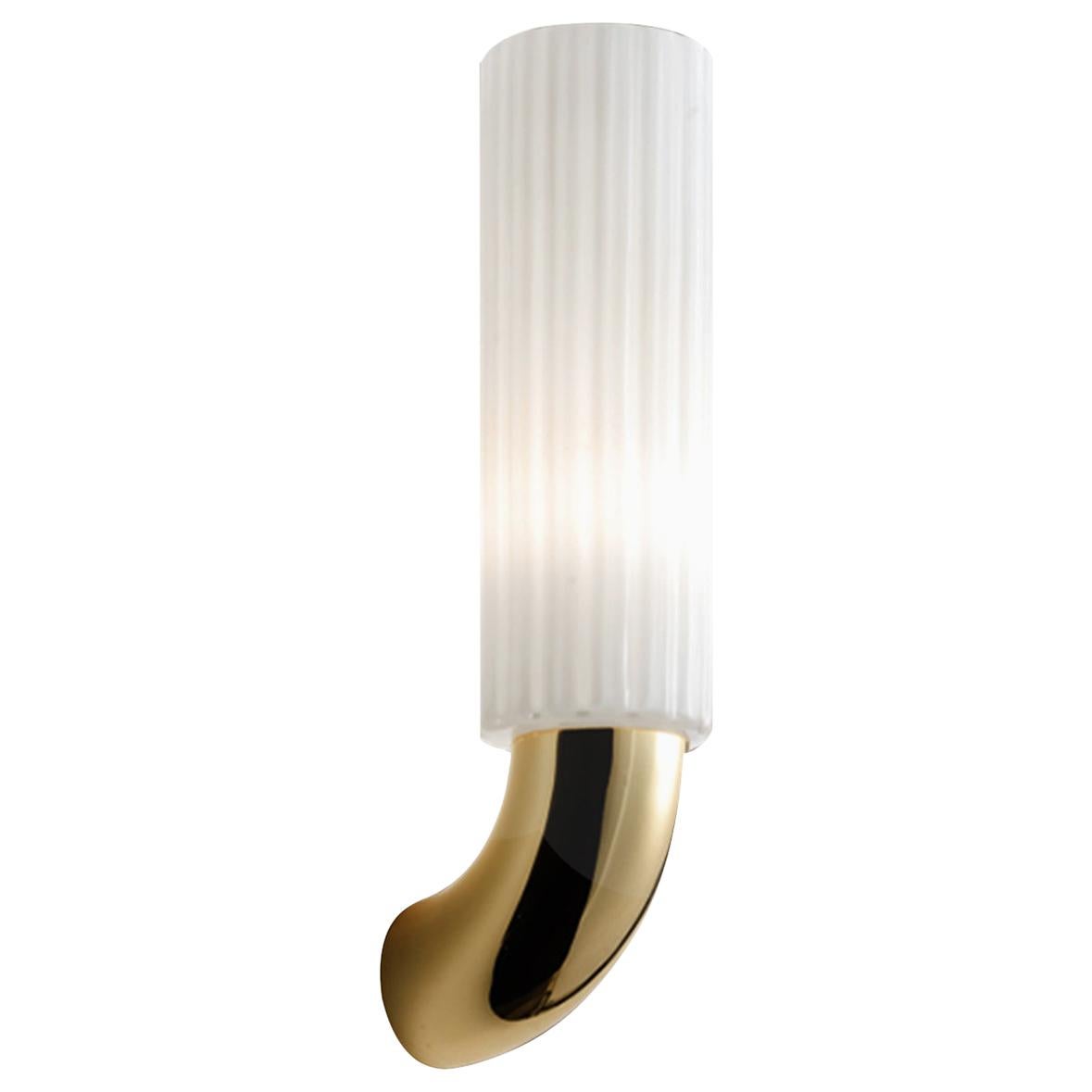 Gold and White Glass Sconce For Sale