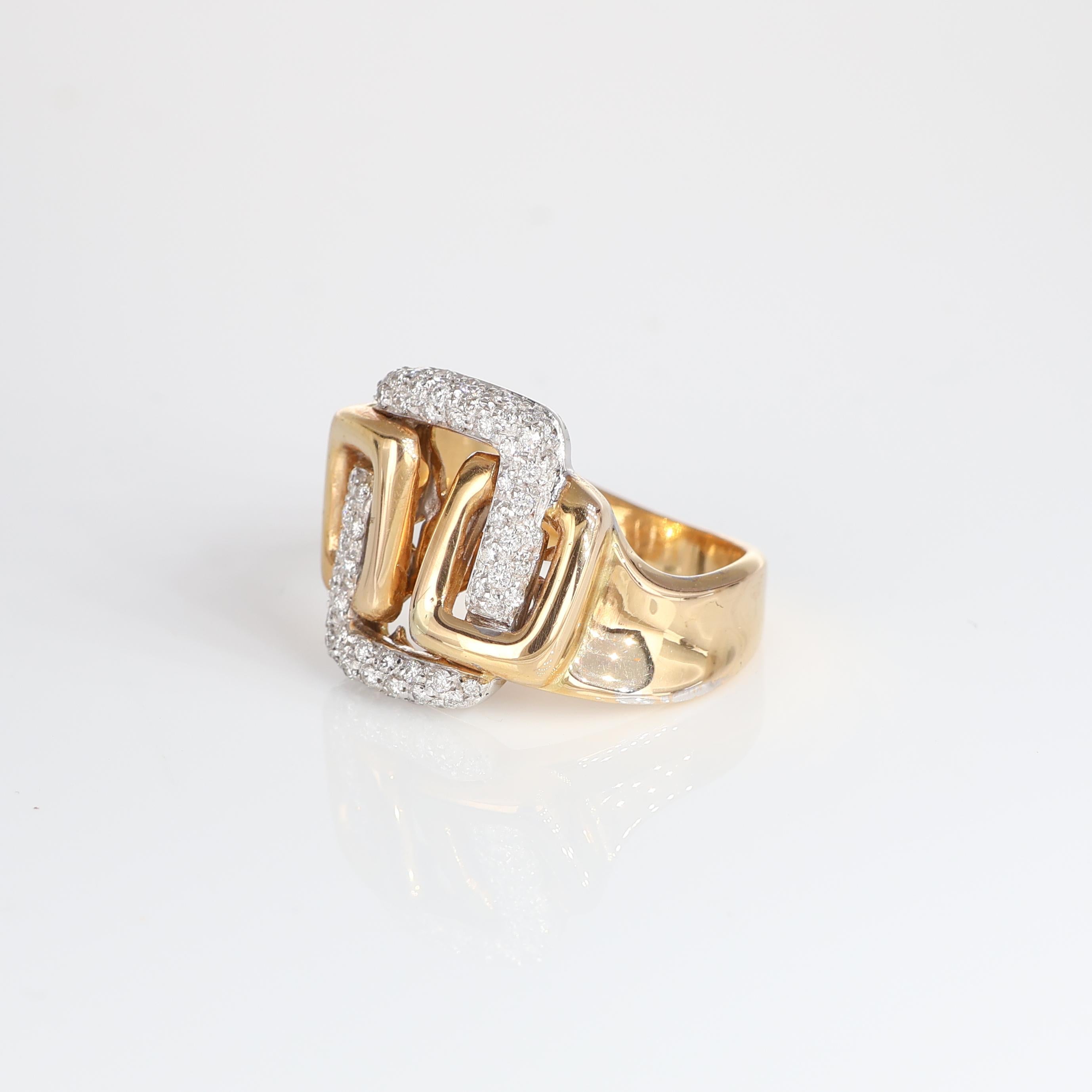 Brilliant Cut Gold and White Gold Intertwined White Diamond 0.40 carat Ring For Sale