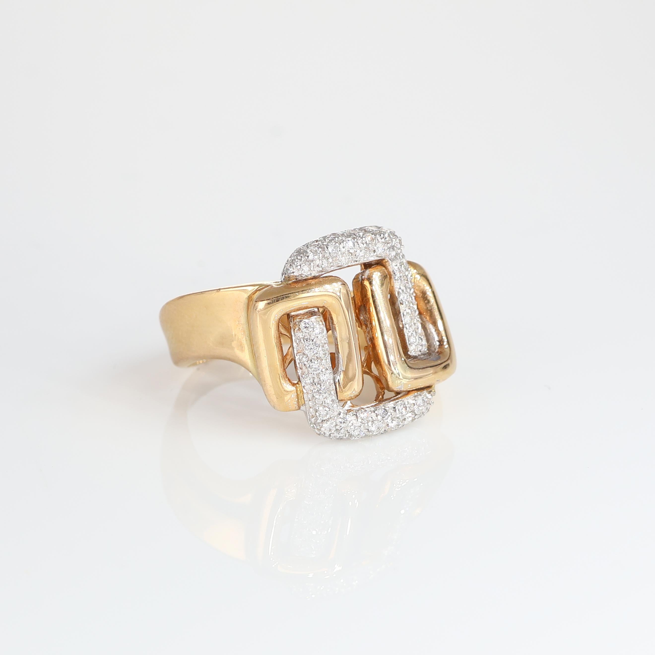Gold and White Gold Intertwined White Diamond 0.40 carat Ring In New Condition For Sale In Bergamo, BG