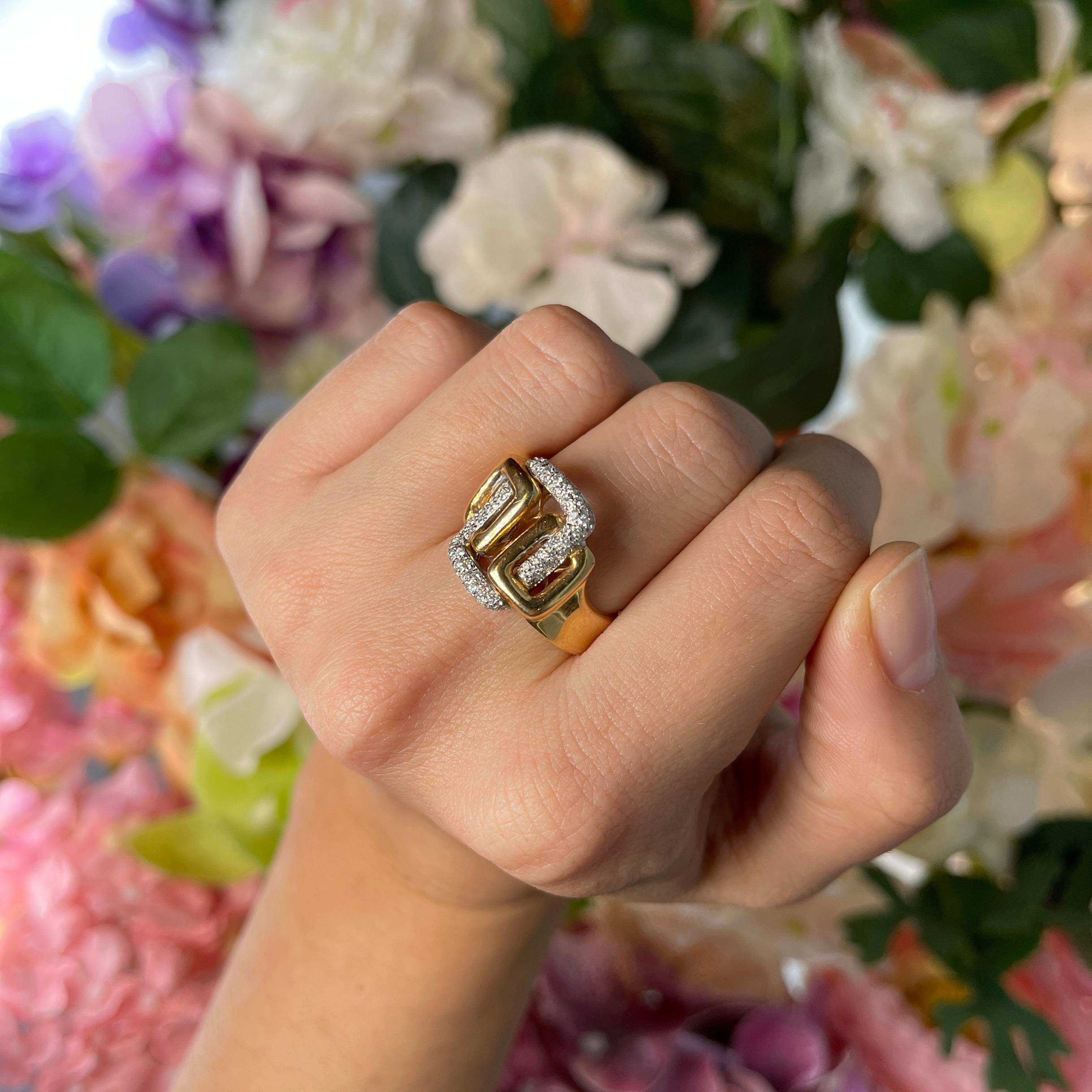 Gold and White Gold Intertwined White Diamond 0.40 carat Ring For Sale 2