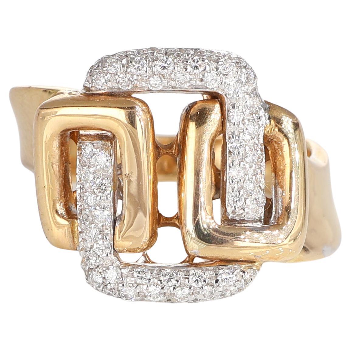 Gold and White Gold Intertwined White Diamond 0.40 carat Ring