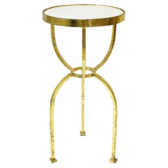 Gold and White Granite Marble Round Side Table