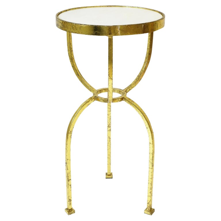 Gold and White Granite Marble Side or Drinks Table at 1stDibs