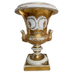Antique Gold and White Paris Porcelain Urn