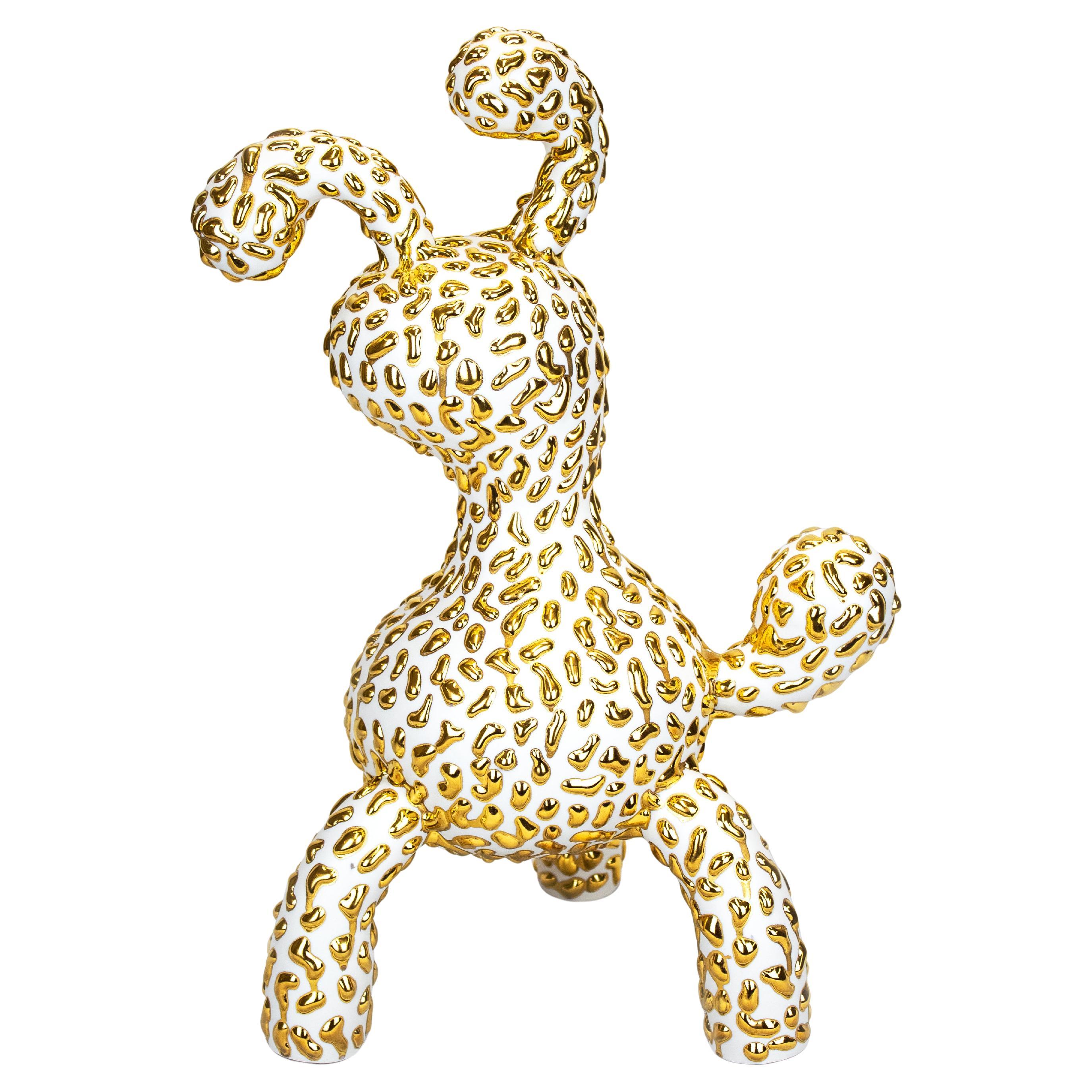 Gold and White Playful Creature Sculpture, Ahryun Lee For Sale at 1stDibs