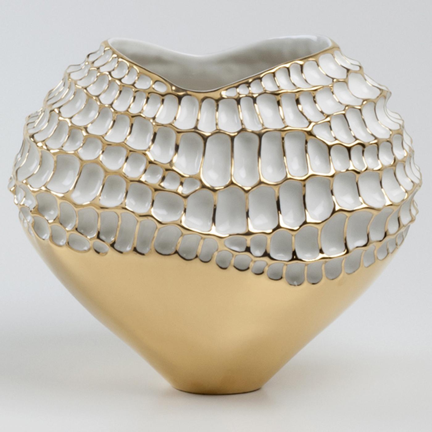 Modern Gold and White Sporos Vase by Fos Ceramiche