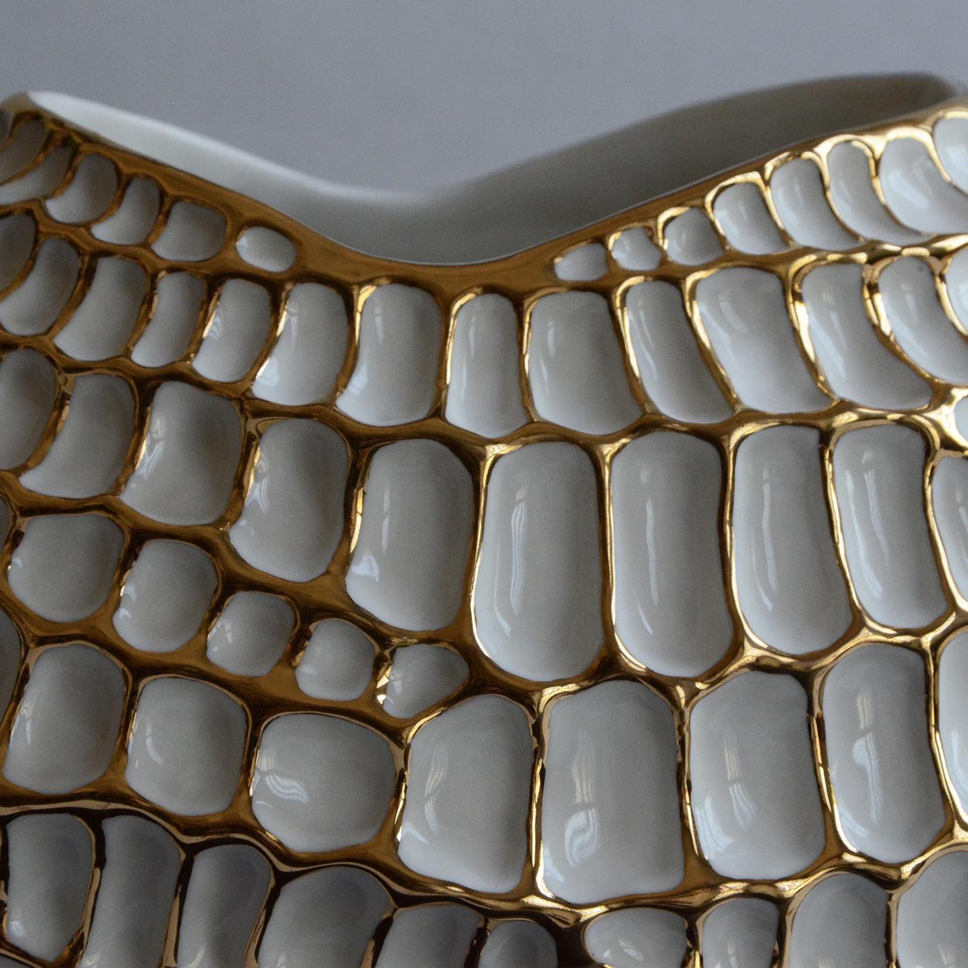Italian Gold and White Sporos Vase by Fos Ceramiche