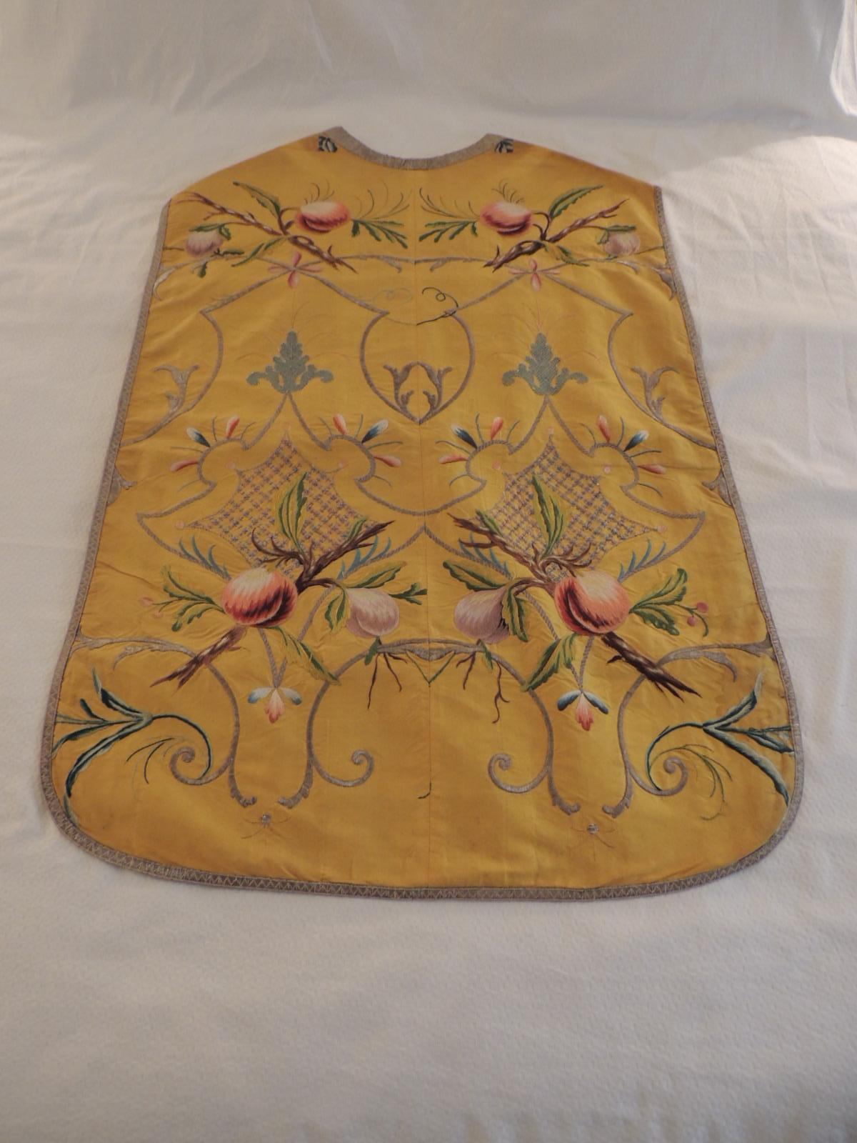 Gold and yellow embroidered antique chasuble.
