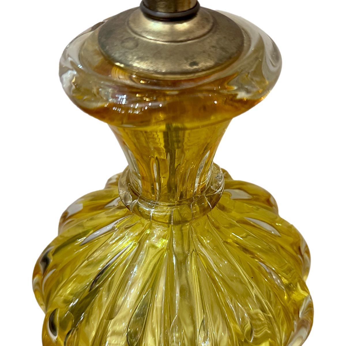 Gold and Yellow Murano Glass Table Lamps In Good Condition For Sale In New York, NY