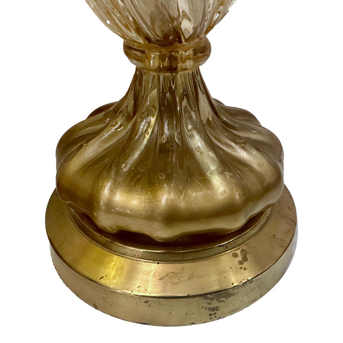 Gold and Yellow Murano Glass Table Lamps For Sale 1